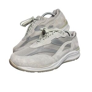 SAS Journey Shoe 9 WW Mesh Lace Up Triple Comfort Gray Leather Made In USA